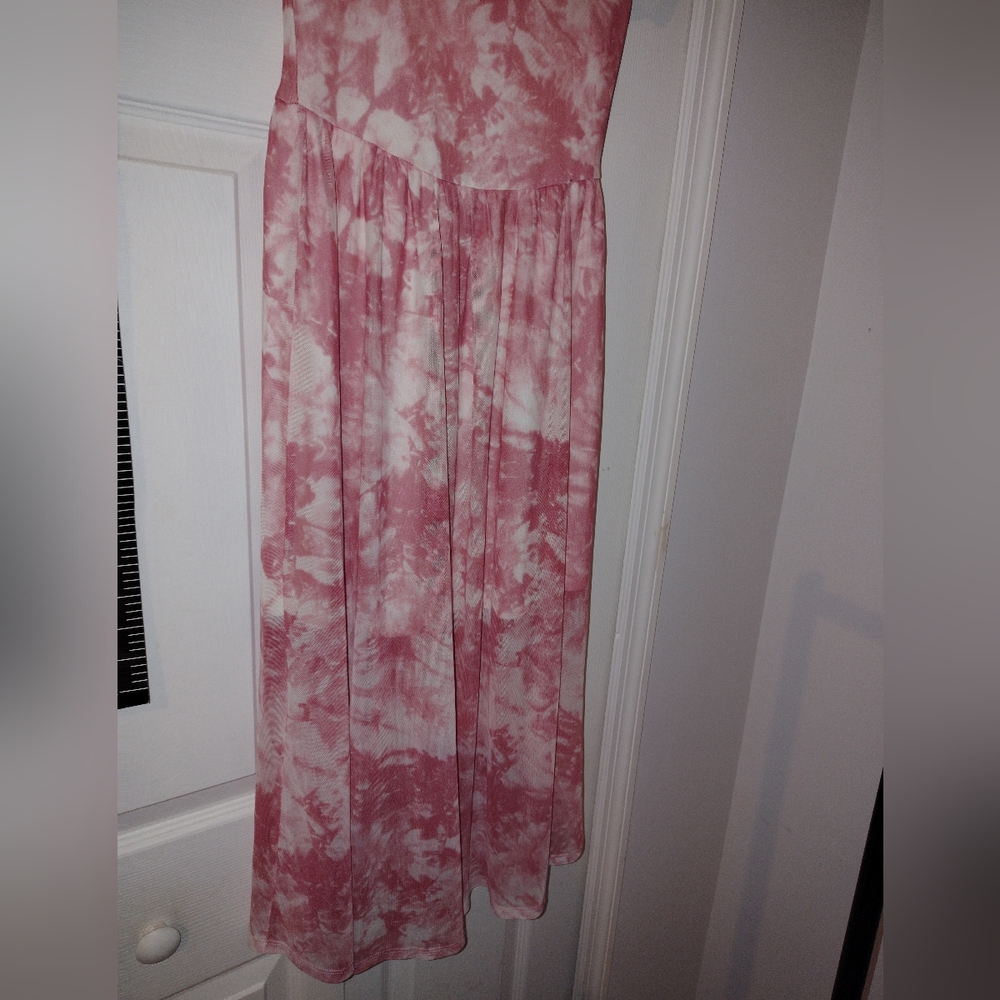 Pink Tie-Dye Short Sleeve Dress Maxi Small Full Length New 🆕 - Picture 7 of 11